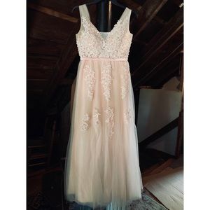 Pink Floral Full Length Dress